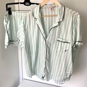 Victorias Secret Shorts PJ Set - Mint White Stripe VS Pajamas - XL